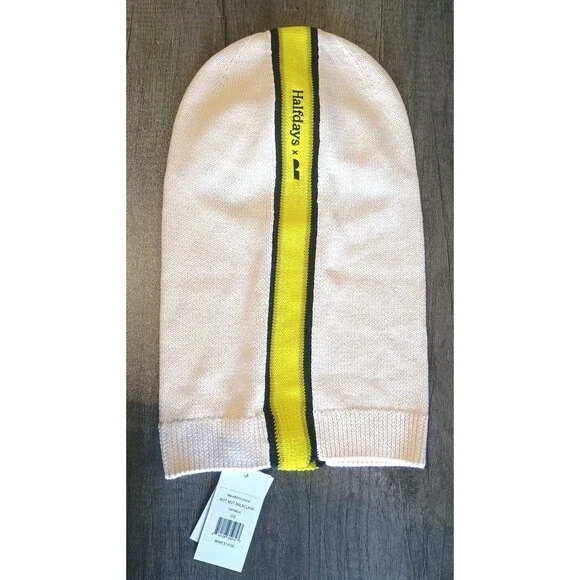 Halfdays x Matek Mot Mot Balaclava Oatmilk Yellow Black Stripe Knit Face Hat - Picture 6 of 8